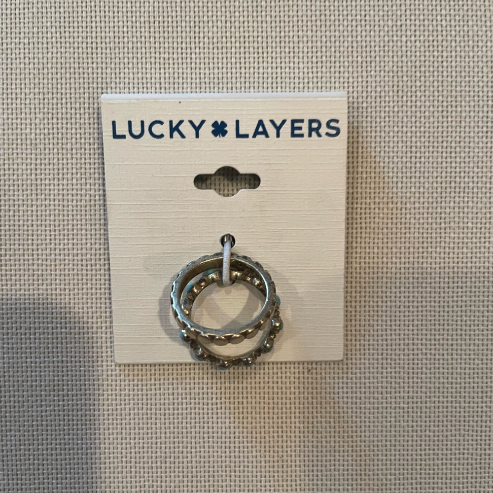 Lucky Brand Gold & Turquoise Ring Set - Picture 2 of 5
